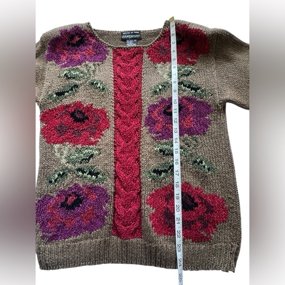 Vintage Counterparts Floral Knit Fall Winter Thick Retro 90s Sweater Size Medium - Picture 10 of 14